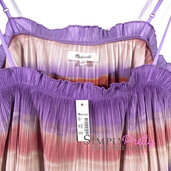 Madewell Texture & Thread Rainbow Pink Purple Ombre Pleated Tank Top S NWT - Picture 5 of 5